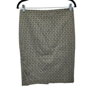 Vtg Ann Taylor Regal Gold Jacquard Pencil Skirt Sz 6 Tea Length Brocade Career